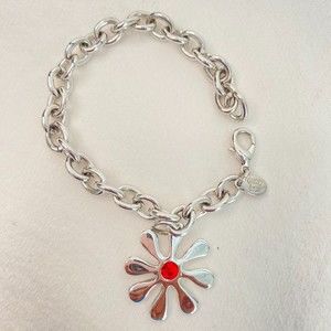 Cookie Lee Silver Tone Flower Charm Bracelet